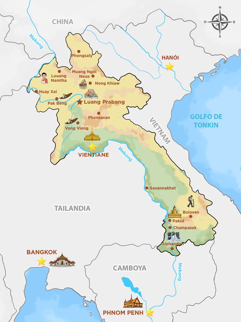 mapa turistico de laos - es seguro viajar a laos