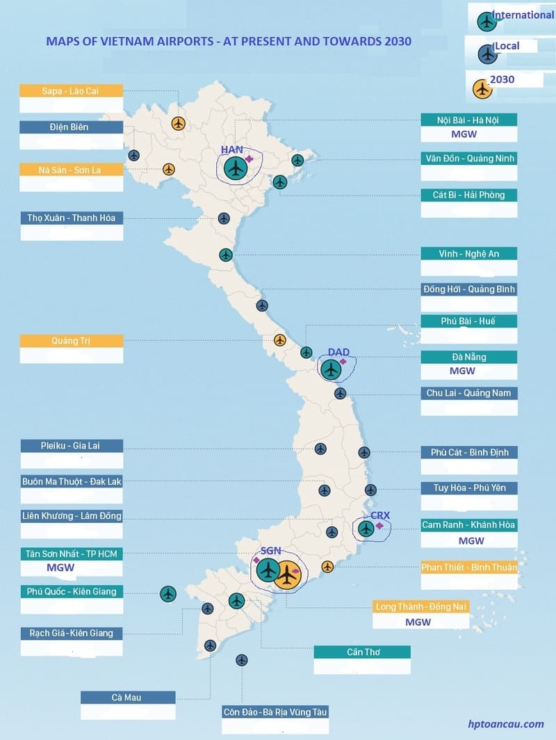 Aeropuertos vietnam mapa