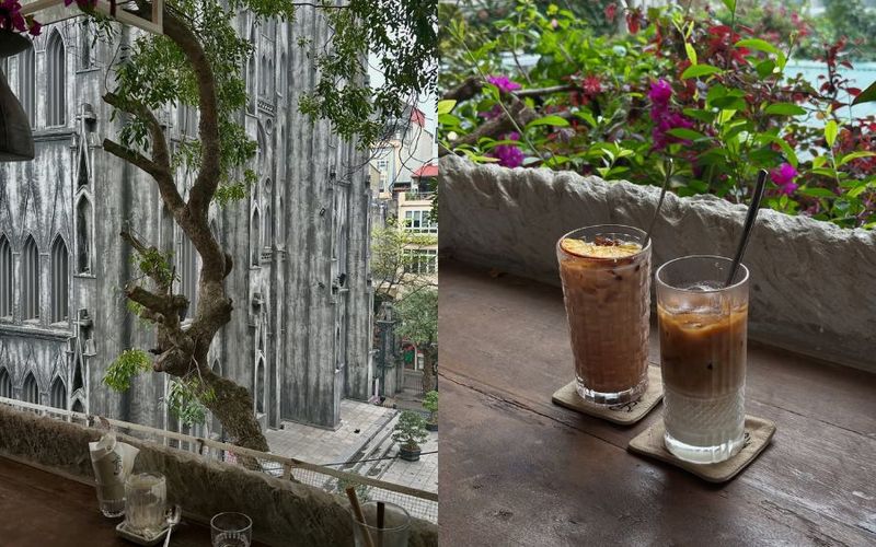 cafe en hanoi - vista a la Catedral de San José hanoi