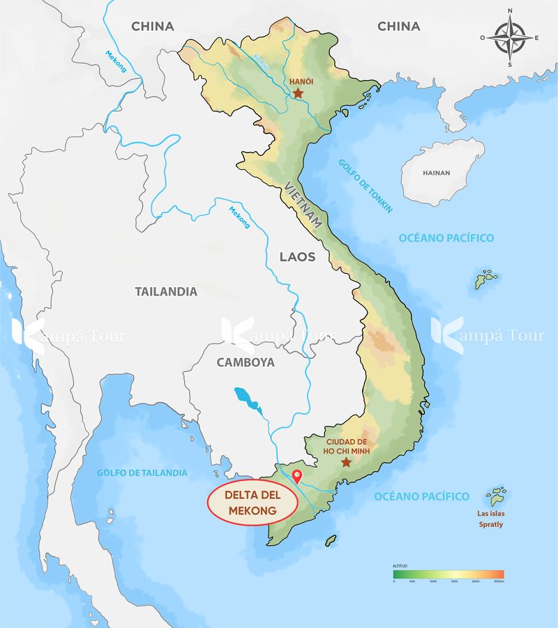 ubicacion de delta del mekong en mapa vietnam