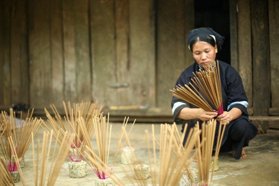 phia thap - Aldea del incienso de los Nung en Phia Thap - cao bang