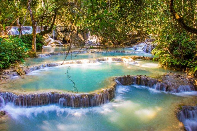 laos o camboya - cascada kuang si en laos