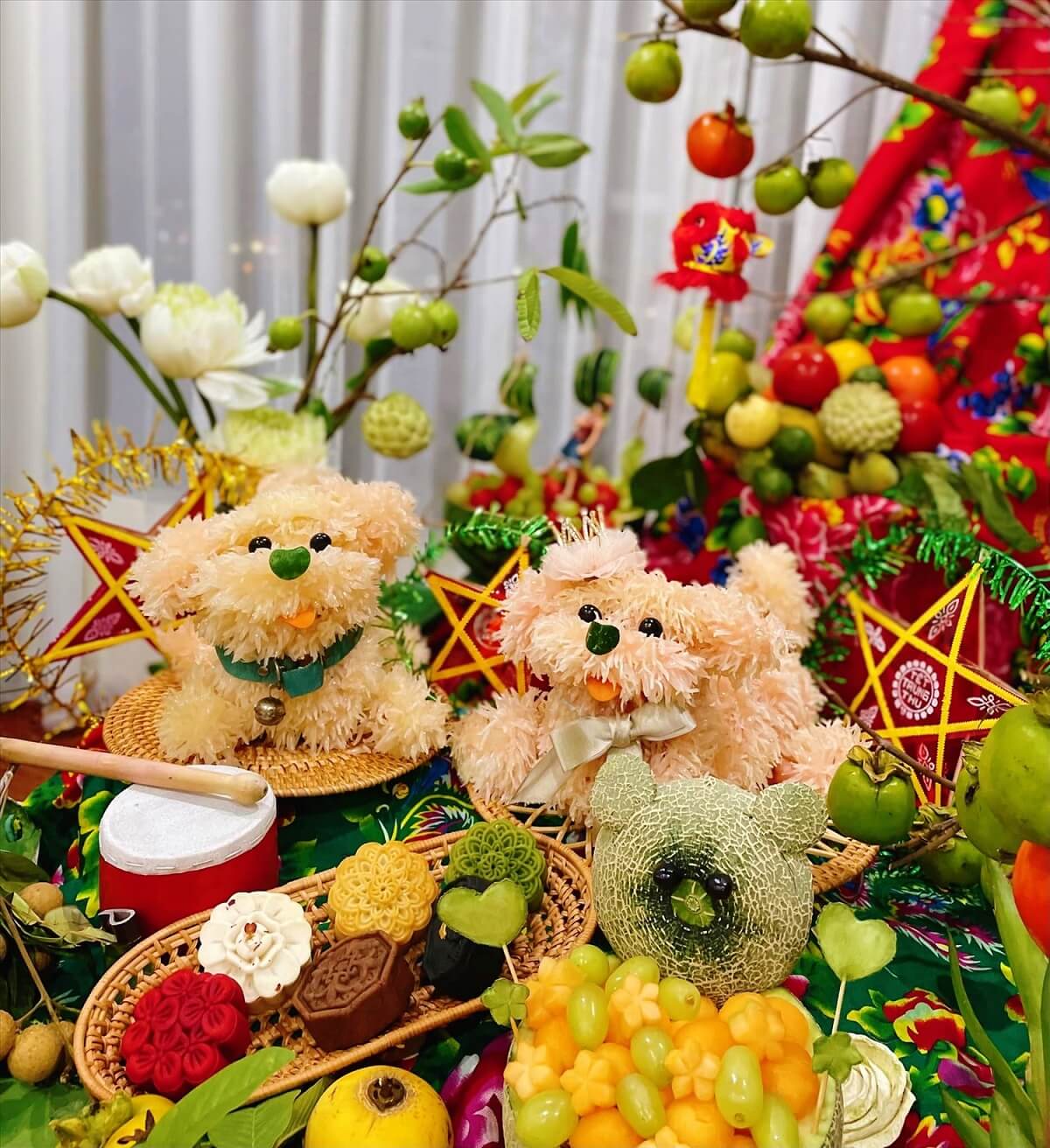 Cinco frutas del Festival del Medio Otoño con formas de frutas diversas y meticulosas en cada detalle