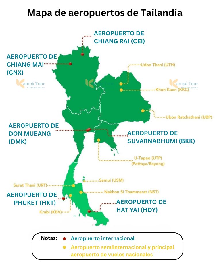 mapa de aeropuertos de tailandia