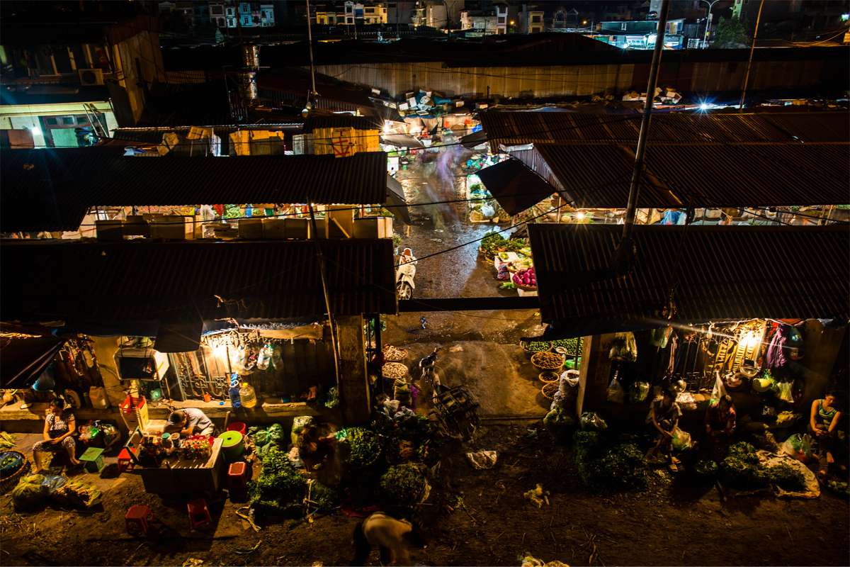mercado nocturno long bien en hanoi