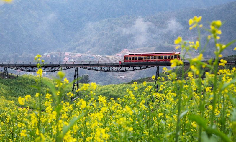 tren en valle muong hoa en sapa