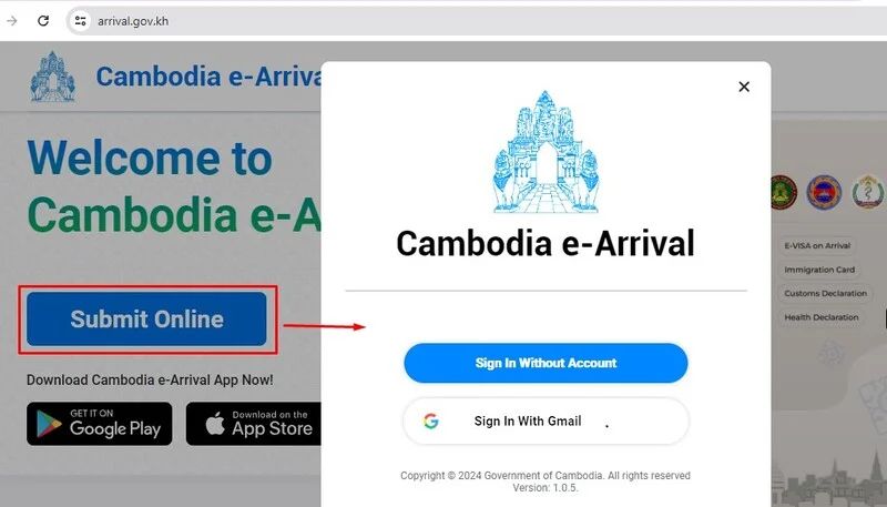 tarjeta de evisa de camboya