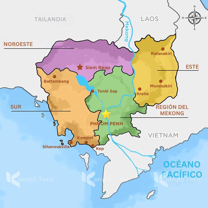 camboya en febrero - mapa de camboya por regiones