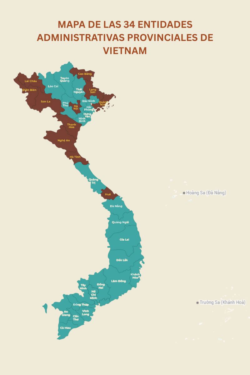 mapa politico de vietnam - provincias de vietnam